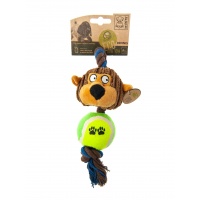 M-Pets игрушка мягкая для собак обезьянка Деннис, с мячиком и канатом