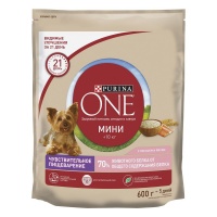 Purina One Mini сухой корм для собак с чувст.пищеварением лосось рис