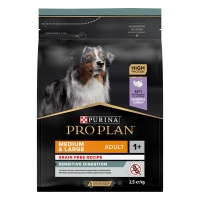 Pro Plan GrainFree сухой корм для собак ср.пород с чувст.пищеварением индейка