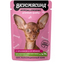 Вкусмясина пауч для собак гипоаллергенный, ягненок и кролик