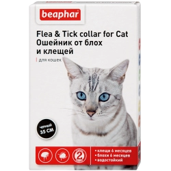 Беафар Flea & Tick collar ошейник от блох и клещей для кошек от 6 мес ЧЕРНЫЙ
