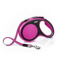 FLEXI New Comfort M Tape 5 m Поводок-рулетка, лента, черный/розовый, до 25 кг