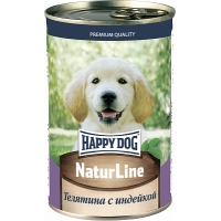 ХэппиДог Natur Line Консервы для щенков, Телятина с индейкой, 0,410 кг 72241