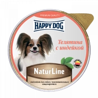 ХэппиДог Natur Line Паштет для собак, Телятина с индейкой, ламистер 0,125 кг 72249