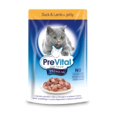PreVital Premium консервы с уткой и ягненком в желе для кошек, 100 г