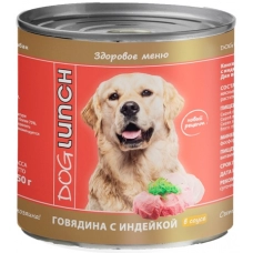 Dog Lunch консервы для собак Говядина с индейкой в соусе