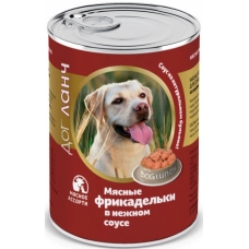Dog Lunchконсервы для собак Мясные фрикадельки в нежном соусе Мясное ассорти