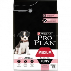 Pro Plan сухой корм для щенков ср.пород с чувст.кожей лосось