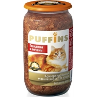 Puffinsконсервы для кошек Говядина с печенью