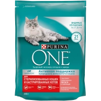 Purina One сухой корм для стерилизованных кошек лосось пшеница